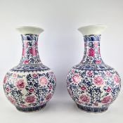 CHINESE STYLE CERAMIC VASES, A PAIR.