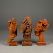 SCULPTURAL SEE NO EVIL, HEAR NO EVIL, SPEAK NO EVIL. (3).
