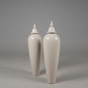 FAUX TEMPLE JARS, A PAIR.