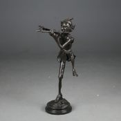 CONTEMPORARY SCHOOL SCULPTURAL PIXIE PLAYING THE FLUTE.