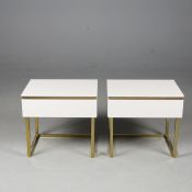 BEDSIDE TABLES, A PAIR.