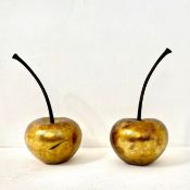 PAIR OF OVERSIZED GILT FINISH CHERRIES.