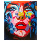 CONTEMPORARY FEMALE PORTRAIT ABSTRACT PAINTING ON CANVAS.