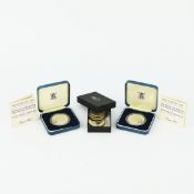 TWO SILVER PROOF COMMEMORATIVE ROYAL WEDDING PRINCE OF WALES AND LADY DIANA SPENCER BOXED COINS. (9)