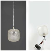 DORIA LEUCHTEN CRACKLE GLASS PENDANT LIGHT AND MATCHING WALL LIGHT. (2).