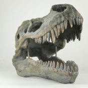 WALL MOUNTING FAUX T REX FOSSIL BUST.