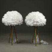 FEATHER CLOUD TABLE LAMPS, A PAIR.