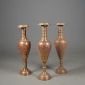 INDIAN VASES, A SET OF 3.