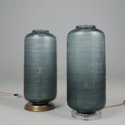 JULIAN CHICHESTER ALICE GLASS TABLE LAMPS, A NEAR PAIR.