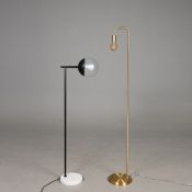 2 DIFFERING FLOOR LAMPS.