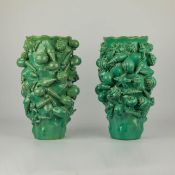 CERAMIC SHELL VASES, A PAIR.