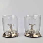 EICHHOLTZ CUT GLASS CANDLESTICKS, A PAIR.