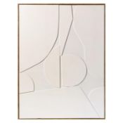 CONTEMPORARY WHITE ABSTRACT PICTURE IN A WOODEN FRAME