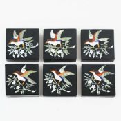 MATCHED SET OF 6 PIETRA DURA COASTERS.