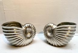 PAIR OF METAL SEA SHELL WINE COOLERS