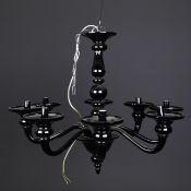 BLACK GLASS CHANDELIER.