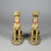 SEATED DOGS, A SCULPTURAL PAIR.