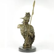 SCULPTURAL STUDY OF FIRST NATION WARRIOR WITH SPEAR.