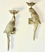 PAIR OF GILT METAL PARROT WALL SCONCES