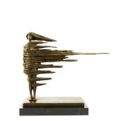 CONTMEPORARY SCHOOL SCULPTURAL STUDY OF WOMAN IN THE WIND.