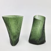 MURANO STYLE GLASS VASES, A PAIR