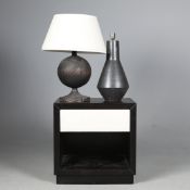 SOFA & CHAIR COMPANY, BEDSIDE TABLE AND TWO TABLE LAMPS