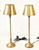 PAIR OF GILT METAL TABLE LAMPS