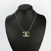 CHANEL. CRYSTAL TEXTURED CC NECKLACE.