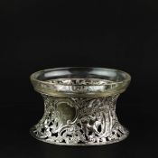 A LATE VICTORIAN SILVER AND GLASS FRUIT BOWL.