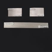 A PAIR OF WHITE METAL AND DIAMOND CUFFLINKS.
