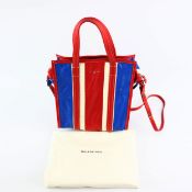 A BALENCIAGA 'BAZAR' STRIPED LEATHER TOTE BAG.
