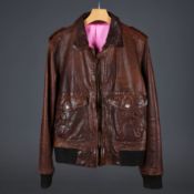 A BESPOKE HAND PAINTED LEATHER JACKET.