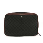 CHANEL. BLACK QUILTED NYLON LAPTOP/DOCUMENT CASE.