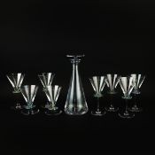 HERMES 'INCA DESIGN' DECANTER AND GLASS SET.