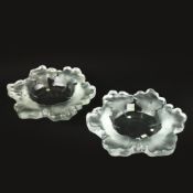 A LALIQUE PAIR OF 'CAPUCINES' CENTREPIECE GLASS BOWLS.