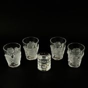 A LALIQUE SET OF FOUR BEAKERS.
