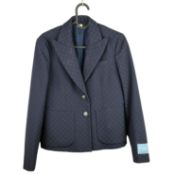 GUCCI. NAVY BLUE JACQUARD WOOL BLAZER - EU 38.