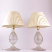 A PAIR OF MURANO GLASS TABLE LAMPS. (2).