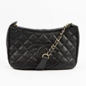 CHANEL CC QUILTED CAVIAR SHOULDER BAG IN BLACK 2003 - 2004