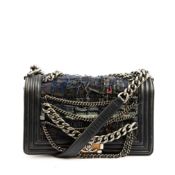 CHANEL MEDIUM BOY BAG IN DARK BLUE PATCHWORK