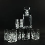AN ATLANTIS WHISKY DECANTER AND SIX WHISKY TUMBLERS