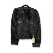 LANVIN BLACK LEATHER BIKER JACKET - UK 12