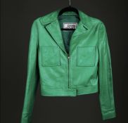 GIANNI VERSACE 80S GREEN LAMBSKIN LEATHER JACKET - UK 8/10