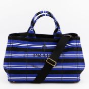 PRADA STRIPES CANAPA LOGO 2-WAY TOTE BAG