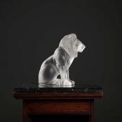 A LALIQUE FROSTED GLASS BAMARA LION.