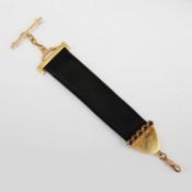AN 18CT GOLD MOUNTED SILK POCKET WATCH STRAP