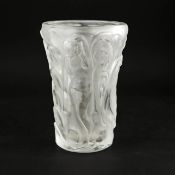 A LALIQUE GLASS VASE.