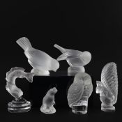 A COLLECTION OF VARIOUS LALIQUE ANIMALS. (6).