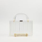 L'AFSHAR LUCITE PAGODA TOP HANDLE CLUTCH