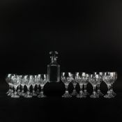 A BACCARAT 'HARCOURT' WHISKY DECANTER AND EIGHTEEN BACCARAT 'MASSENA' WINE GLASSES